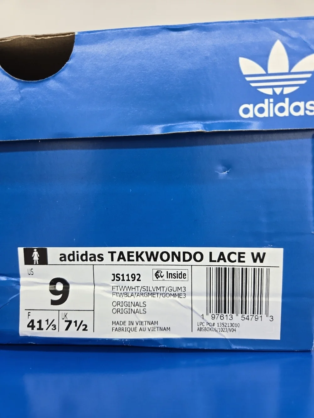 Adidas Women's Taekwondo JS1192 White Silver Metallic Gum Shoes Size 9 New